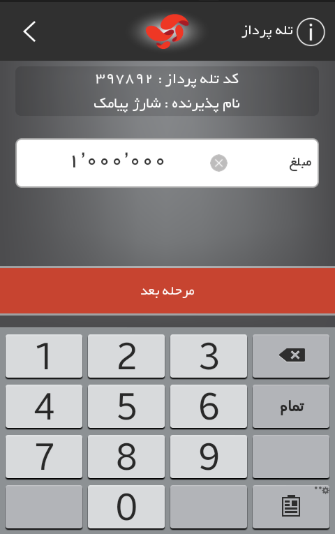 درج مبلغ پرداخت